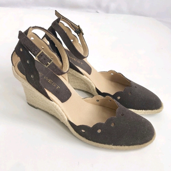 Nine West Dark Brown Espadrille Wedges Wedge Sandal 7M - Picture 1 of 6